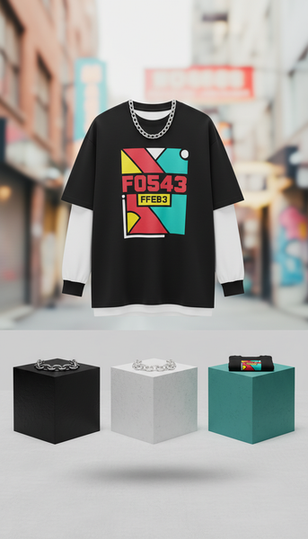 Layered graphic tee and chain set
